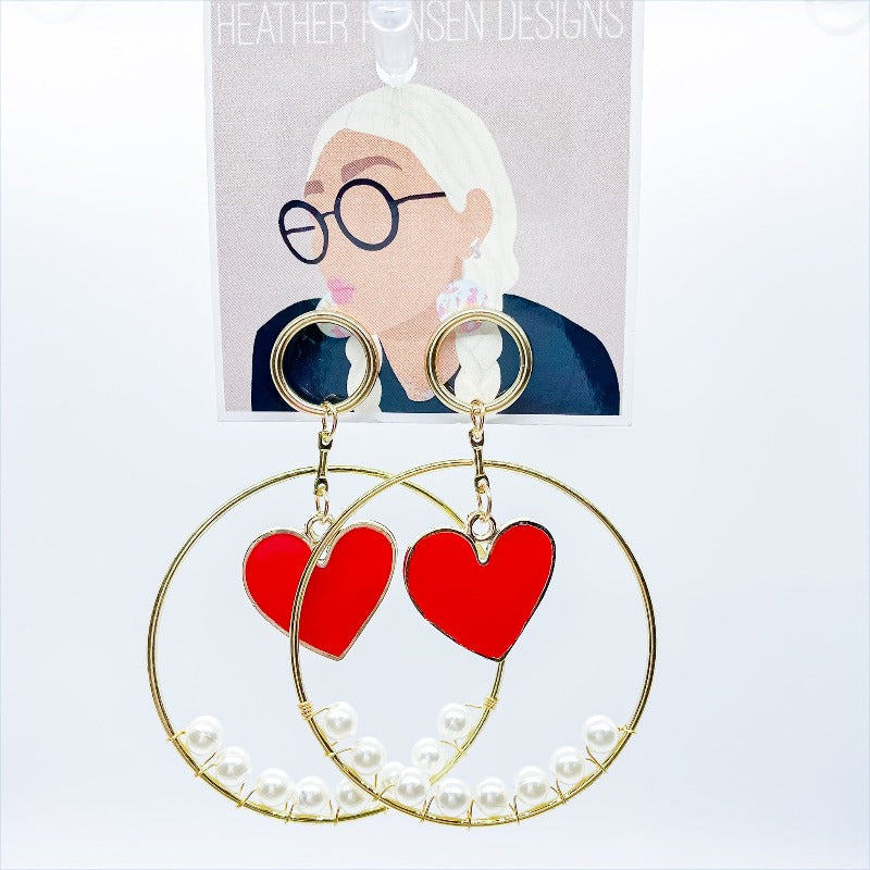 Gold Bling Heart Earrings - Boujee Boutique 