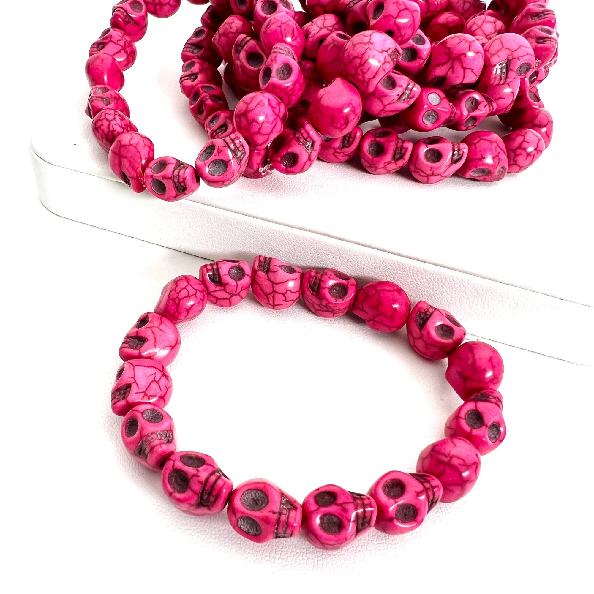 Hespera Exclusive Pink LUX Skull Stretchy Bracelet - Boujee Boutique 
