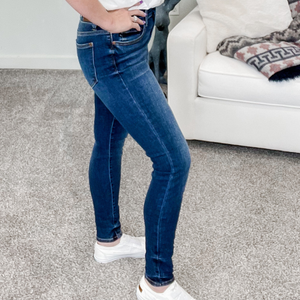 Judy Blue Mid Rise Skinny Handsand Jeans - Boujee Boutique 