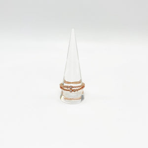 Sterling Silver Rose Gold Plated Double Beaded Clear CZ Ring - Boujee Boutique