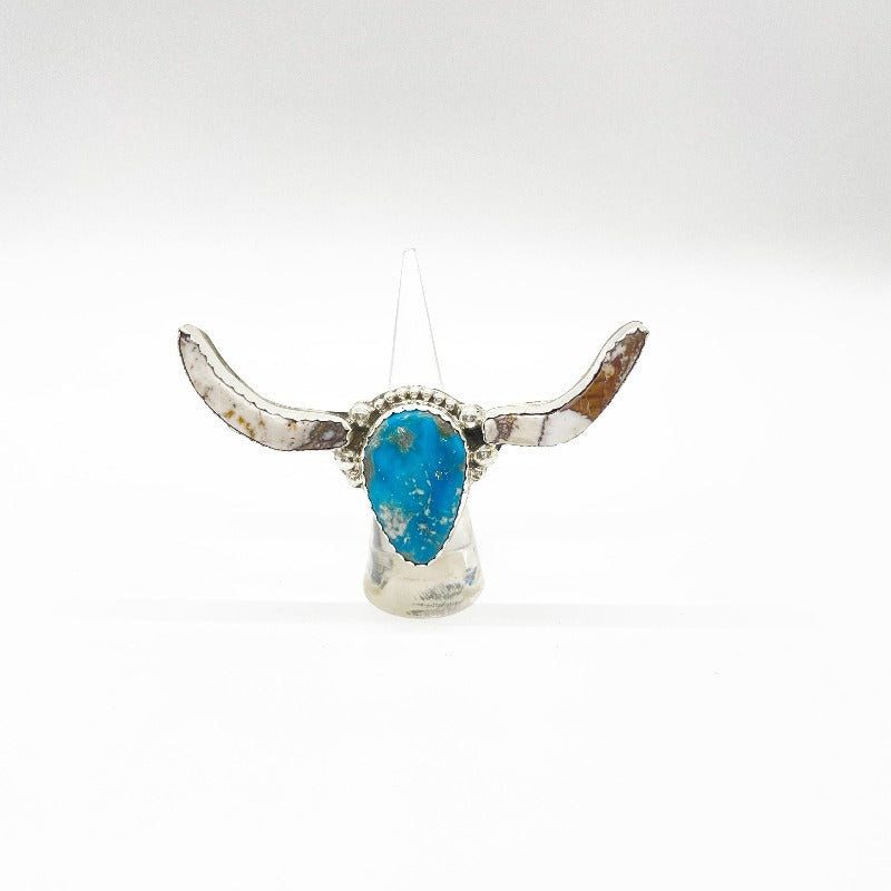 Genuine Turquoise Getting at it again Bull Horn Ring - Boujee Boutique