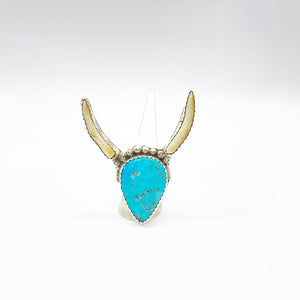 Genuine Turquoise Longhorn Bull Ring - Boujee Boutique